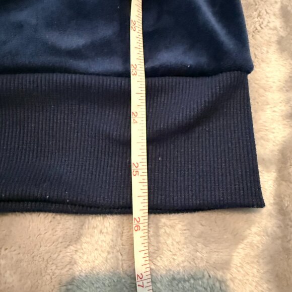 FILA Velour Track Suit Set Navy Blue Logo Tape Hoodie Joggers L/M - Picture 14 of 16